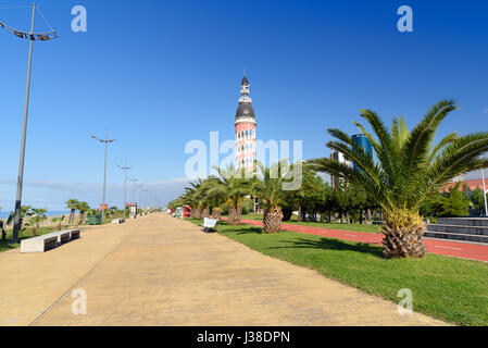 Batumi, Georgia - October 04, 2016: Seafront Promenade on Black Sea coast Stock Photo