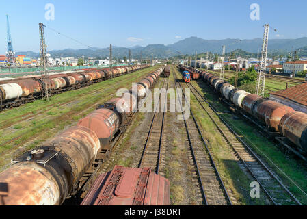 Batumi, Georgia - October 04, 2016: View of Railway and industrial railway carriage Stock Photo