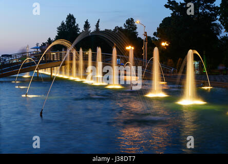 Batumi, Georgia - October 04, 2016: Light Musical Fountain in Seaside Park at night Stock Photo