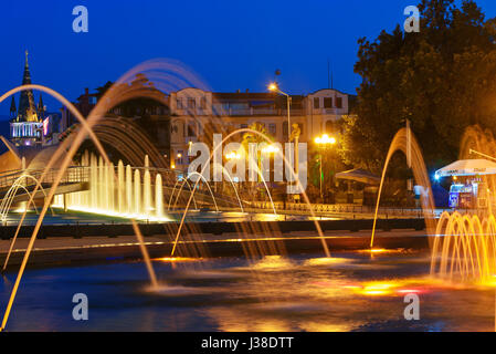 Batumi, Georgia - October 04, 2016: Light Musical Fountain in Seaside Park at night Stock Photo