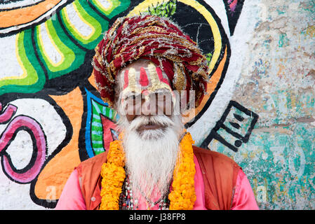 Portrait of a sadhu in Varanasi, India Stock Photo