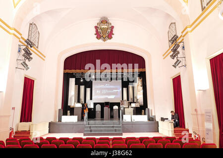 historical Litta's Palace theatre open for design exhibitions during the international design fair, Salone del Mobile, in Milan. Stock Photo
