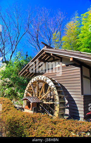 Watermill at Kyodo-no-Mori Open-air Folk Museum Fuchu city Tokyo Japan Stock Photo