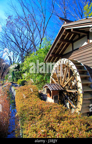 Watermill at Kyodo-no-Mori Open-air Folk Museum Fuchu city Tokyo Japan Stock Photo