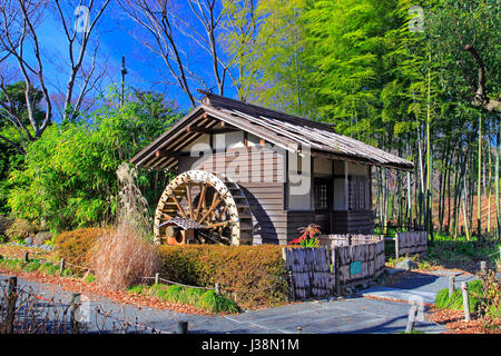 Watermill at Kyodo-no-Mori Open-air Folk Museum Fuchu city Tokyo Japan Stock Photo