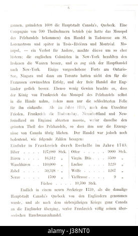 Der Rauchwaarenhandel von Heinrich Lomer, 1864 (Seite 5); Einfuhr in Frankreich 1743 Stock Photo