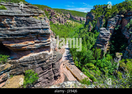 Canyon, Sanctuary of the Virgen de la Hoz is a Catholic church located in the village of Ventosa, Corduente, Guadalajara, Spain, Europe Stock Photo