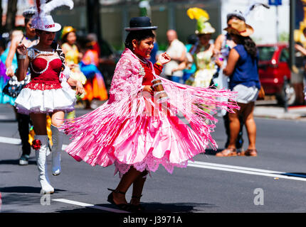 Parade bolivian Carnival. Madrid, Spain, Europe Stock Photo