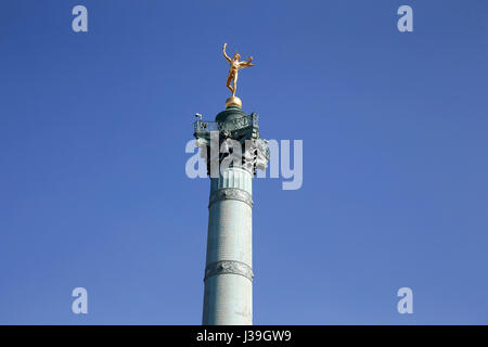 Genie de la bastille statue on top of a column, paris. Stock Photo