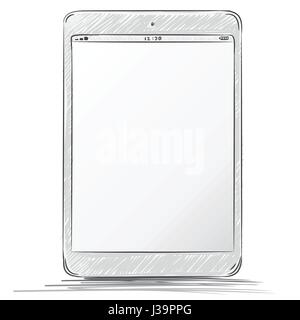 Tablet PC Hand Drawn Vector Illustration. Stock Vector