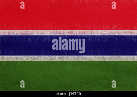 Illustration of the national flag of the Gambia with a grunge look. Stock Photo