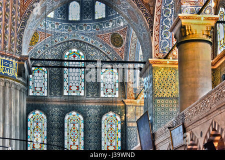 Interior of Sultan Ahmed Mosque or Blue Mosque in Istanbul, Turkey Stock Photo