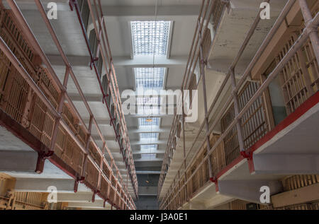 San Francisco, California, United States - April 30, 2017: Cell Block of Alcatraz Prison. Stock Photo