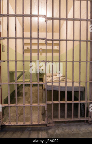 San Francisco, California, United States - April 30, 2017: Prisoner's cell of Alcatraz prison in Alcatraz Island. Stock Photo