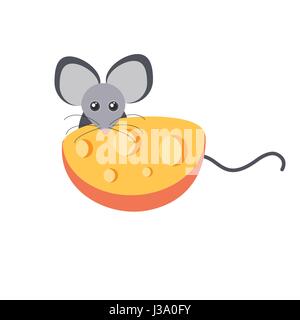 mouse and cheese cartoon vector Stock Vector