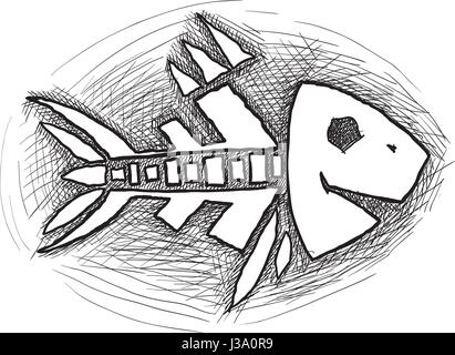 black Fish Bone Stock Vector