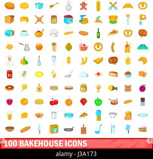 100 bakehouse icons set, cartoon style Stock Vector Image & Art - Alamy