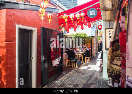 Spice Alley on Kensington Street, Chippendale, Sydney. Asian street food at its best in central Sydney. Stock Photo