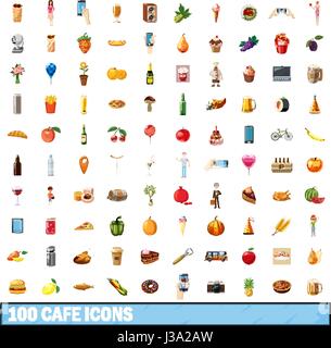 100 cafe icons set, cartoon style Stock Vector Image & Art - Alamy