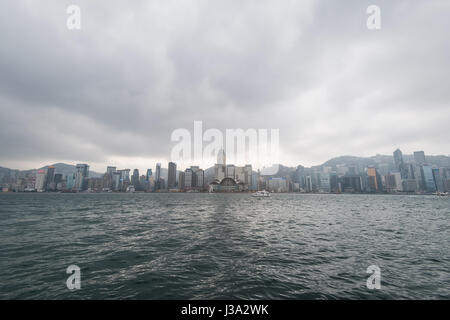 HONG KONG - JANUARY 9 2016: Hongkong Cityscape Victoria Harbour Hongkong Business Center District Hong Kong China Stock Photo