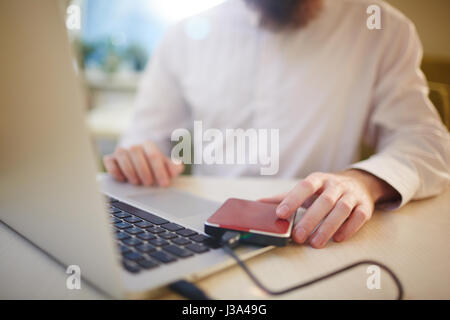 Using Modern Laptop Stock Photo