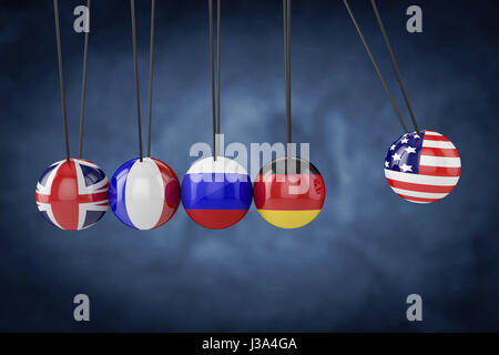 United States of America and European countries flags.Relationship Flag Stock Photo