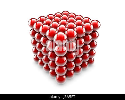 A cube made of one undred and twenty five red spheres Stock Photo