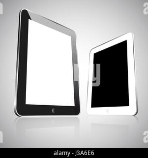 Two realistic empty black and white tablets isolated Stock Photo