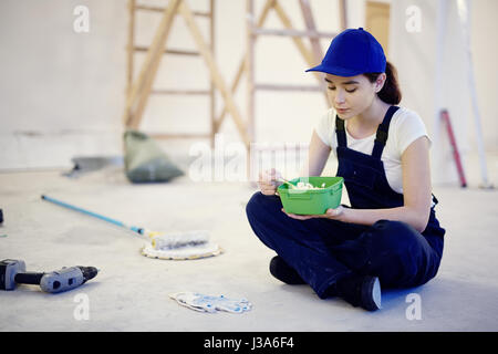 Lunch Break on Construction Site Stock Photo