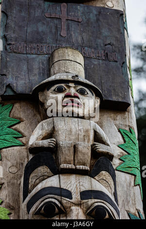 Native American totem poles in Alaska Stock Photo - Alamy