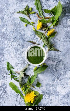 Spring nettle and dandelion smoothie Stock Photo