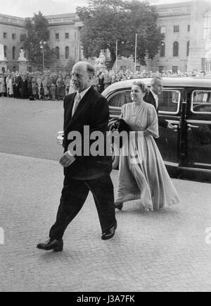 Walter Ulbricht with Mrs. Lotte in East Berlin, 1955 Stock Photo