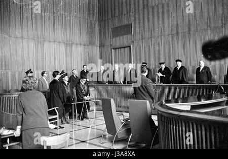 Sentencing in the Bruehne-Ferbach process in Munich, 1962 Stock Photo