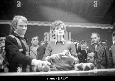 Uschi Glas and Fritz Wepper at the Munich Oktoberfest, 1970 Stock Photo