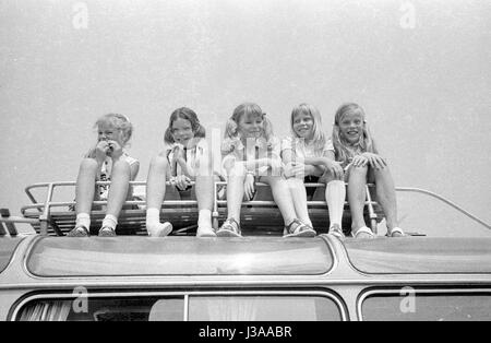 'Participants of the ''Pippi Longstocking'' competition on a tour of Munich, 1970' Stock Photo