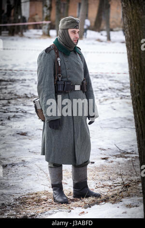 Historical re-enactors prepare for the beginning of battle. Stock Photo