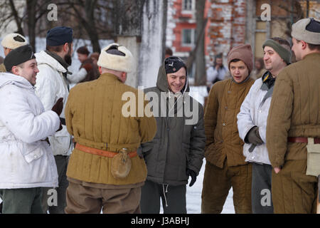 Historical re-enactors prepare for the beginning of battle. Stock Photo