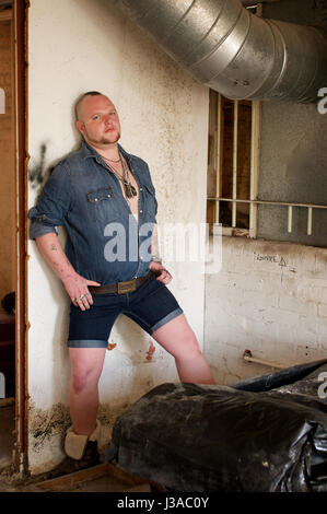 Gay man wearing denim denim hi res stock photography and images