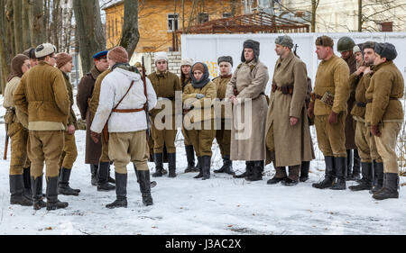 Historical re-enactors prepare for the beginning of battle. Stock Photo