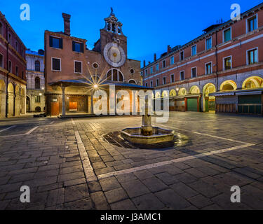 San Giacomo di Rialto Square and Church in the Morning, Venice, Italy Stock Photo