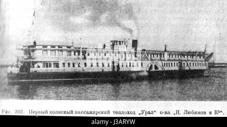 Diesel paddle ship Ural Stock Photo