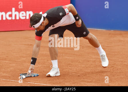 May 10, 2023, ROME: Fabio Fognini of Italy reacts during his men's singles  first round match against Andy Murray of Britain (not pictured) at the Italian  Open tennis tournament in Rome, Italy