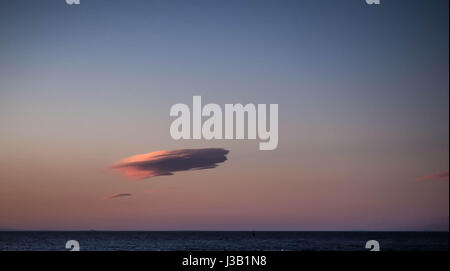 Groomsport, Bangor, Northern Ireland, UK. 4th May, 2017. Strange cloud formation over Belfast Lough No-one Weather patterns Credit: jeffrey silvers/Alamy Live News Stock Photo