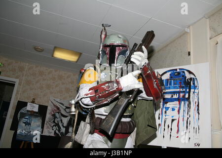 Blackfriars Ouseburn Cinema, Newcastle upon Tyne, UK. 4th May, 2017. Star Wars Day: An Evening With Boba Fett. Actor Jeremy Bulloch who played Boba Fett in the Star Wars Trilogy, UK Credit: David Whinham/Alamy Live News Stock Photo