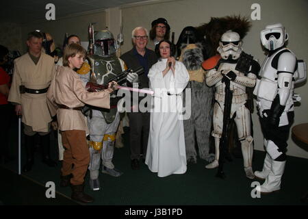 Blackfriars Ouseburn Cinema, Newcastle upon Tyne, UK. 4th May, 2017. Star Wars Day: An Evening With Boba Fett. Actor Jeremy Bulloch who played Boba Fett in the Star Wars Trilogy, UK Credit: David Whinham/Alamy Live News Stock Photo