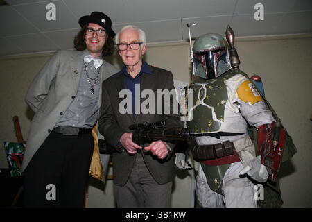 Blackfriars Ouseburn Cinema, Newcastle upon Tyne, UK. 4th May, 2017. Star Wars Day: An Evening With Boba Fett. Actor Jeremy Bulloch who played Boba Fett in the Star Wars Trilogy, UK Credit: David Whinham/Alamy Live News Stock Photo