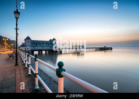 Just before dawn at Penarth Pier near Cardiff on the south coast of Wales Stock Photo