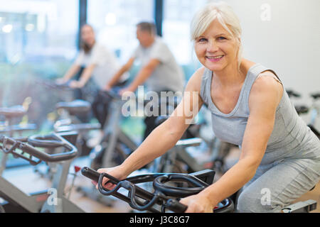 Seniors doing fitness exercises Stock Photo