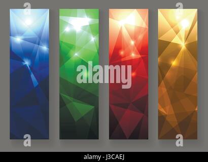 Vertical Abstract polygonal banners collection. Vector illustration. Stock Vector