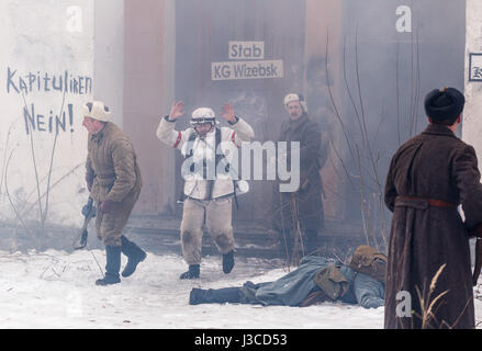 Russian troopers capture german solditers. Stock Photo